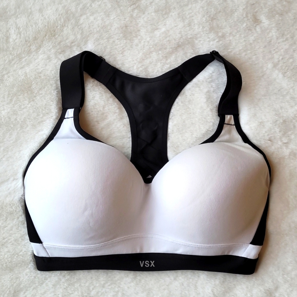 Victoria's Secret Black & White Supportive High Impact Athletic Sports Bra